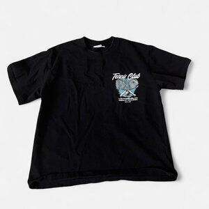 Black and blue vintage 90s tennis club tee with a retro vibe #retro #tennis smal